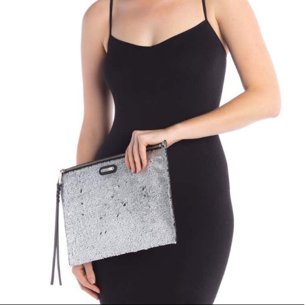 Rebecca minkoff large sequined leather clutch NWT - Picture 2 of 6